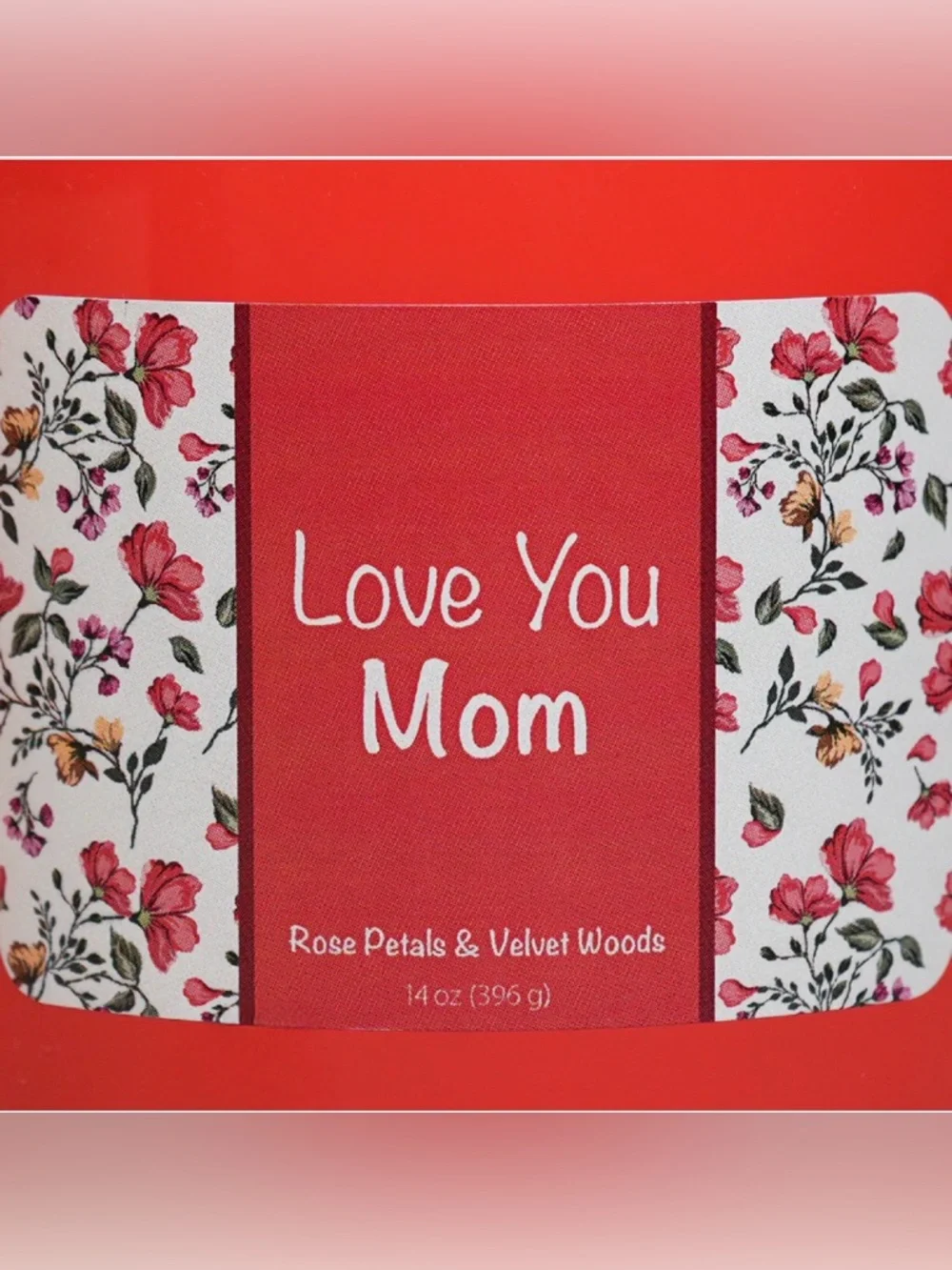 Love You Mom Rose Petals & Velvet Woods Scented Candle - 3 Wick, 14oz